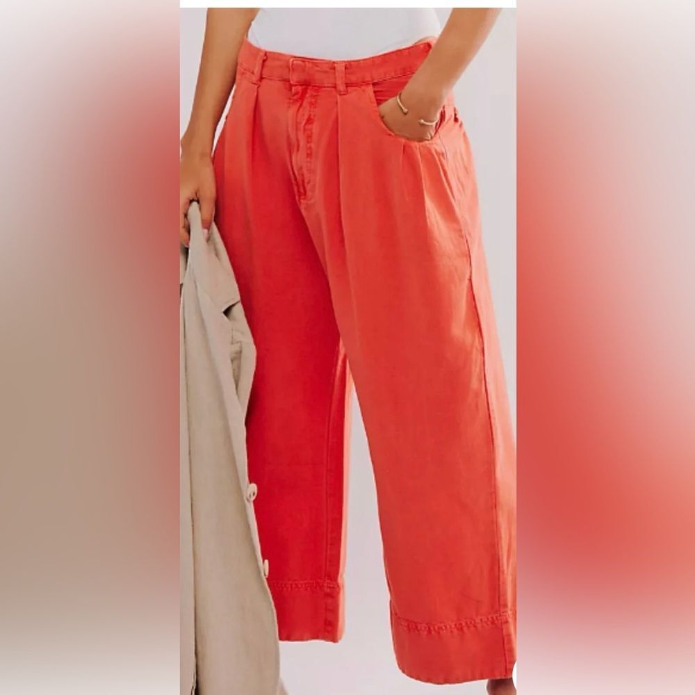 Free People Wide Leg Pants in Orange - Picture 2 of 15